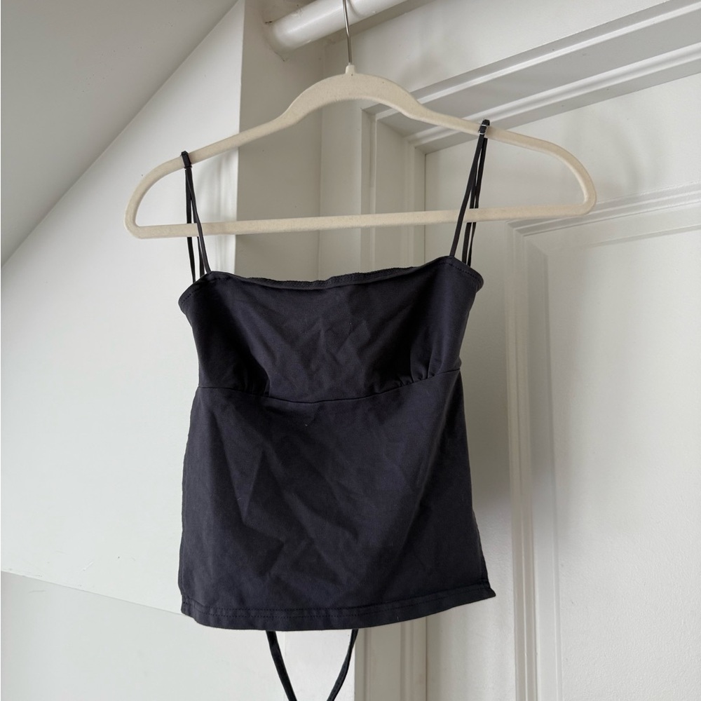 Dark grey Spaghetti Strap Top/ open back